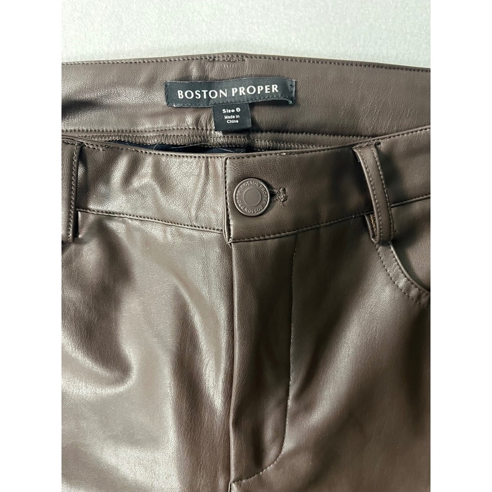 Boston Proper Brown Faux Leather Studded Side Pants Western Boho Size 8 - Picture 4 of 8
